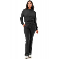 Thermal Crop Jacket With Flare Pants Set