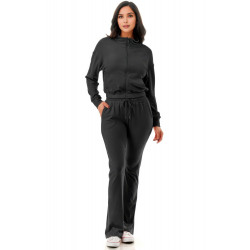 Thermal Crop Jacket With Flare Pants Set