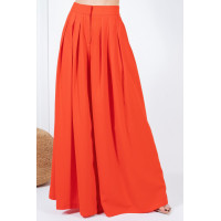 Large Hem Wide Leg Pleated Solid Pants