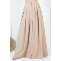 Large Hem Wide Leg Pleated Solid Pants