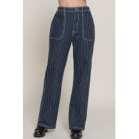 Stripe Stretch Denim Straight Pants