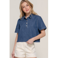 Short Sleeve Boxy Denim Shirt