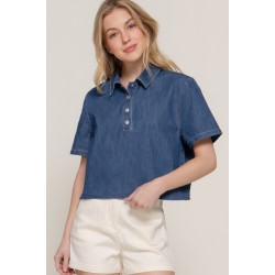 Short Sleeve Boxy Denim Shirt