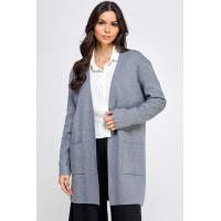 Basic Soft Long Line Open Front Sweater Cardigan