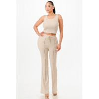 Ribbed Tank Top And Pant Set