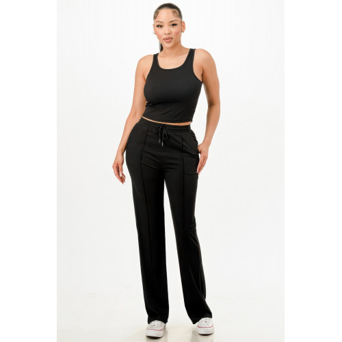 Ribbed Tank Top And Pant Set