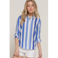 Long Slv Wide Stripe Woven Shirt