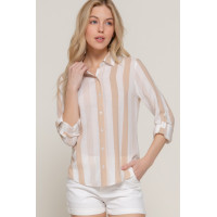 Long Slv Wide Stripe Woven Shirt