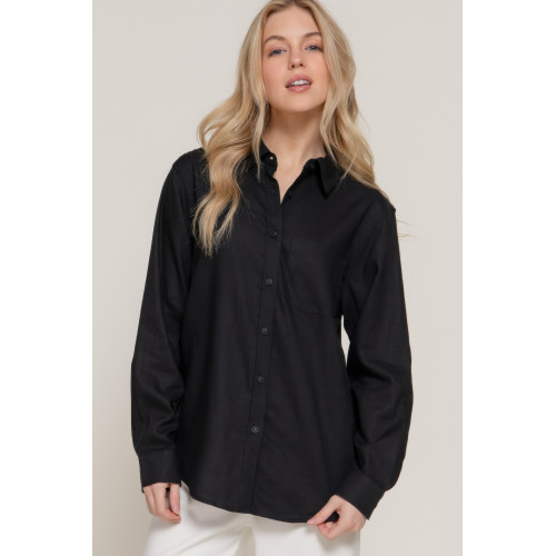 Long Sleeve Linen Blend Shirt