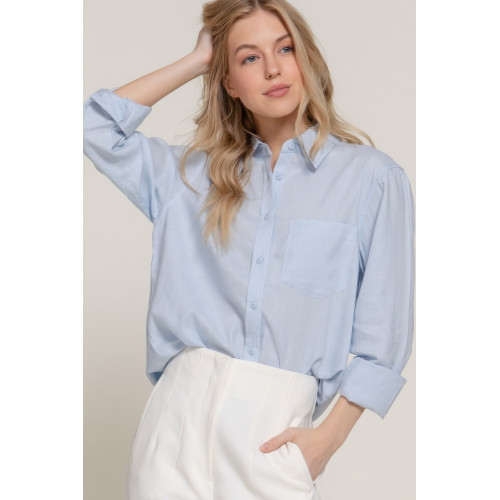 Long Sleeve Linen Blend Shirt