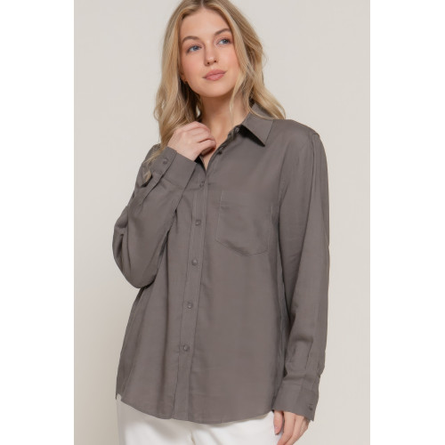 Long Sleeve Linen Blend Shirt