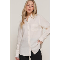 Long Sleeve Linen Blend Shirt