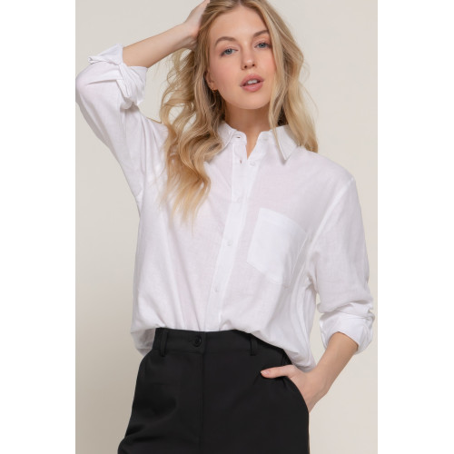 Long Sleeve Linen Blend Shirt