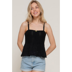 Flower Trim Detail Pointelle Spring Sweater