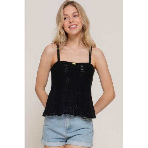 Flower Trim Detail Pointelle Spring Sweater