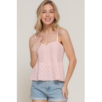 Flower Trim Detail Pointelle Spring Sweater