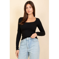 Square Neck Long Sleeve Top