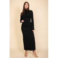 Mock Neck Bell Sleeve Crop Top & Maxi Skirt Set