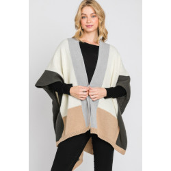 Soft Color Blocked Ruana