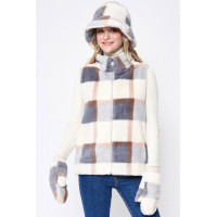 Plaid Faux Fur Vest