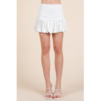 Thick Banded Tie Detail Ballon Mini Skirt