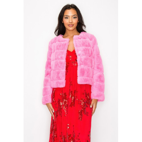 Faux Fur Buttoned Quilted Jacket