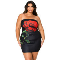 Tube Bodycon Mini Dress With Floral Print Front