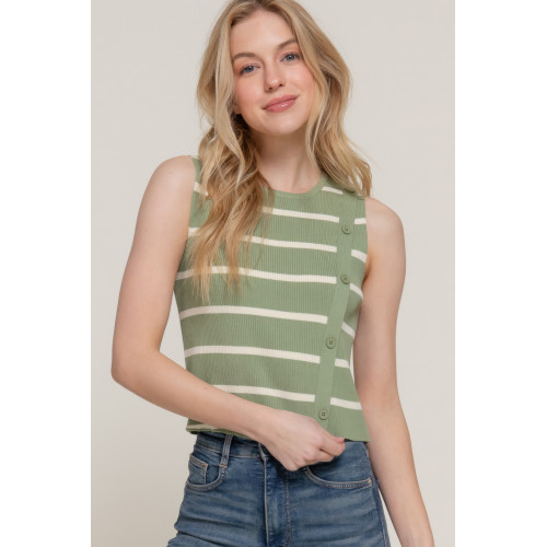 Sleeveless Diagonal Shape Stripe Spring Sweater