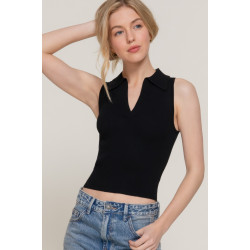 Sleeveless Polo Spring Sweater
