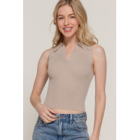 Sleeveless Polo Spring Sweater