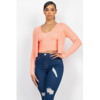 Crop Tank Top & Cardigan Sweater Set