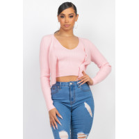 Crop Tank Top & Cardigan Sweater Set