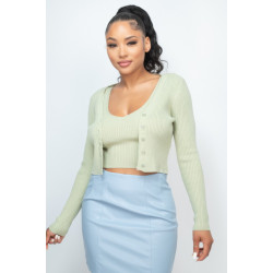 Crop Tank Top & Cardigan Sweater Set