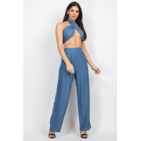 Tube Tied Top & Wide Pants Set