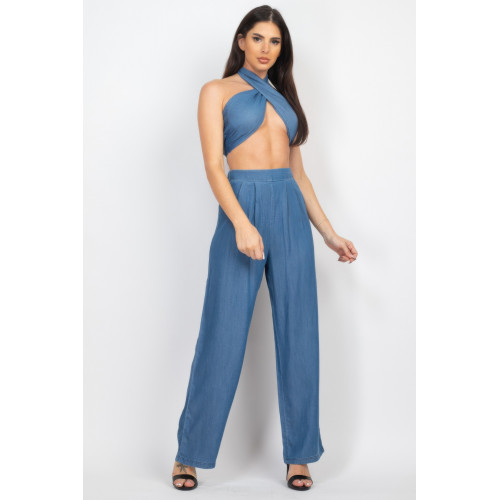 Tube Tied Top & Wide Pants Set