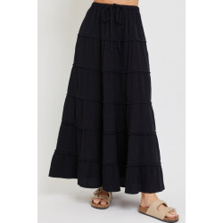 Cotton Gauze Tiered Maxi Skirt
