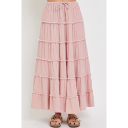 Cotton Gauze Tiered Maxi Skirt