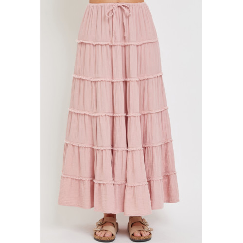Cotton Gauze Tiered Maxi Skirt