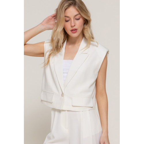 Lapel Collar W/shoulder Pads Vest
