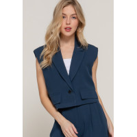 Lapel Collar W/shoulder Pads Vest