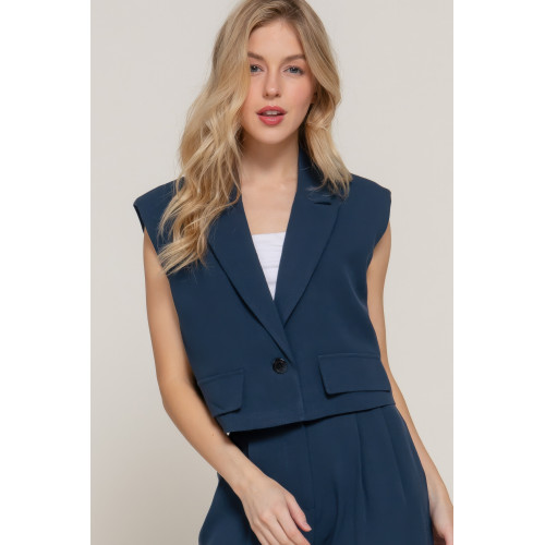 Lapel Collar W/shoulder Pads Vest