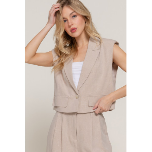 Lapel Collar W/shoulder Pads Vest