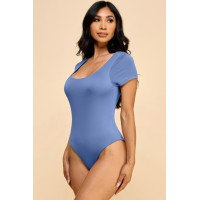 Short Sleeve Scoop Neck Double Layered Bodysuit