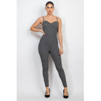 Plaid Sleeveless Zippered Jumpsuit