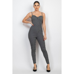 Plaid Sleeveless Zippered Jumpsuit
