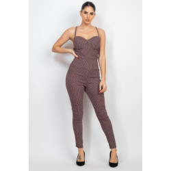 Plaid Sleeveless Zippered Jumpsuit