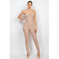 Plaid Sleeveless Zippered Jumpsuit