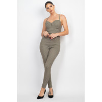 Plaid Sleeveless Zippered Jumpsuit