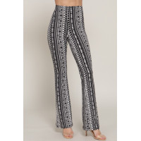 Waist Elastic Slim Flare Print Pants