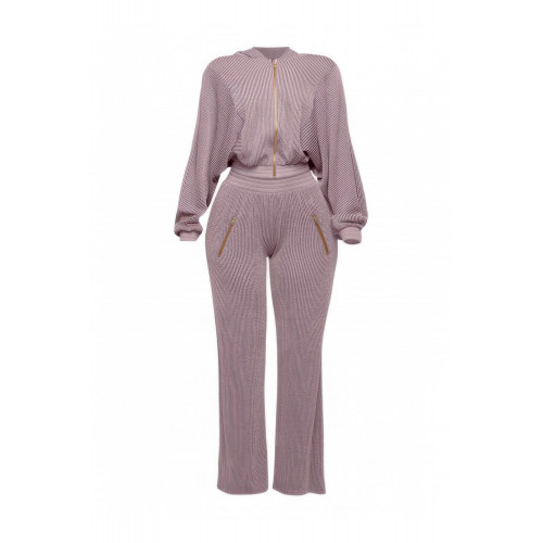 Zipper Closure Hoodie Jacket & Pants Set